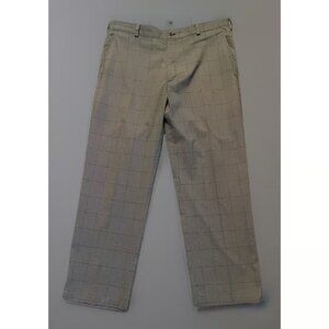 Nike Golf Dri-Fit Stretch Chino Pants Brown Checker Embroidered Logo 36x30